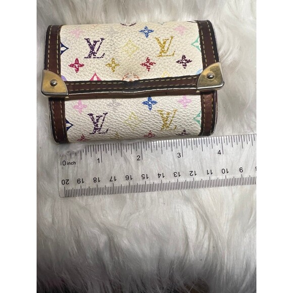 Louis Vuitton Murakami White Monogram Multicolor Porte Monnaie Plat Coin Purse - Picture 1 of 8